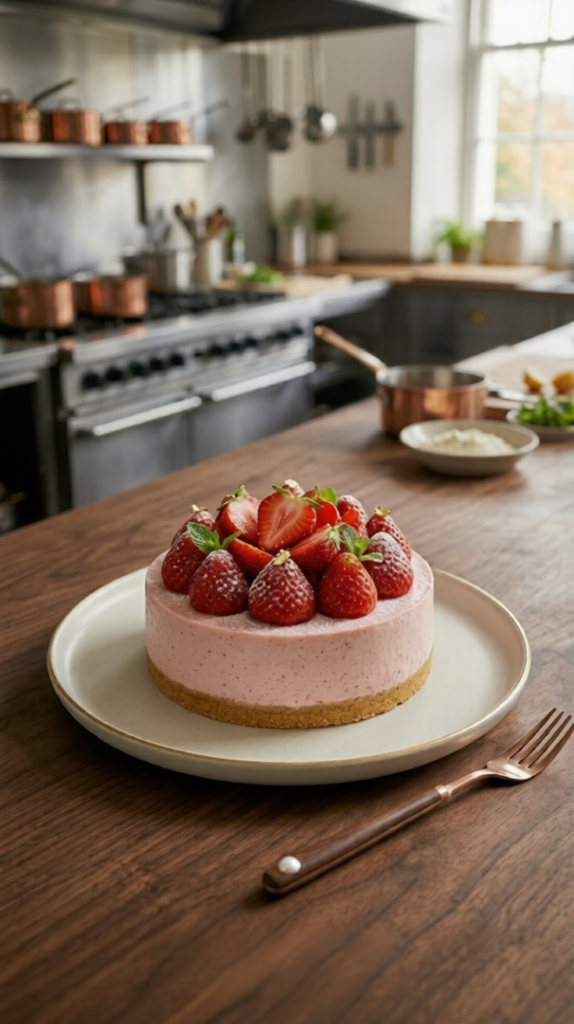 Final strawberry cheesecake plating