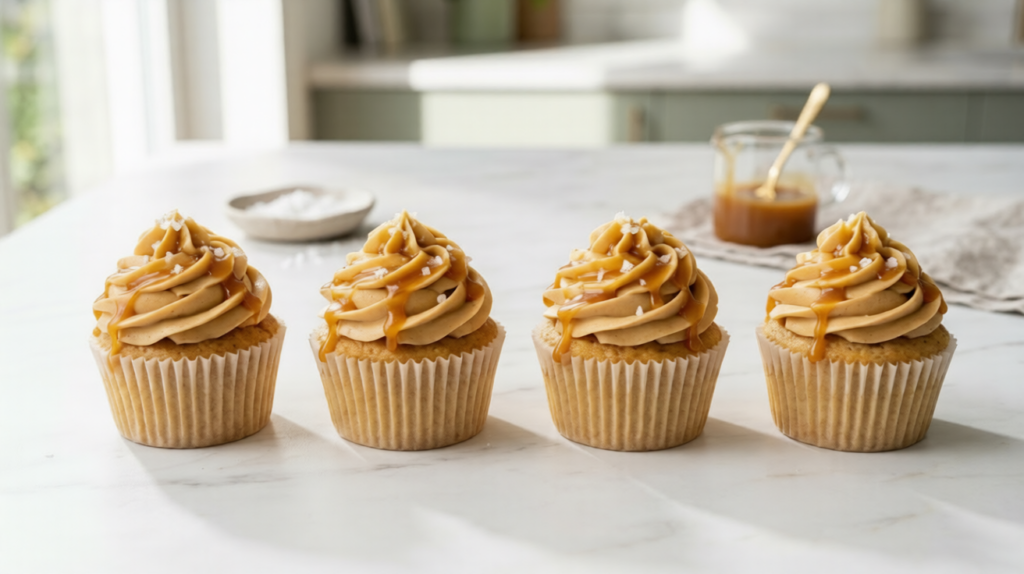 Salted Triple Caramel Cupcakes